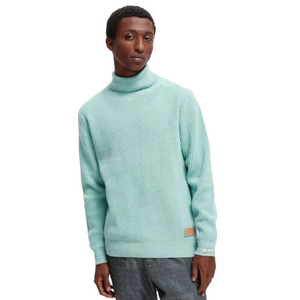 Scotch & Soda Men's Mint Green 100% Wool Rib Knit Turtleneck Sweater Size Medium